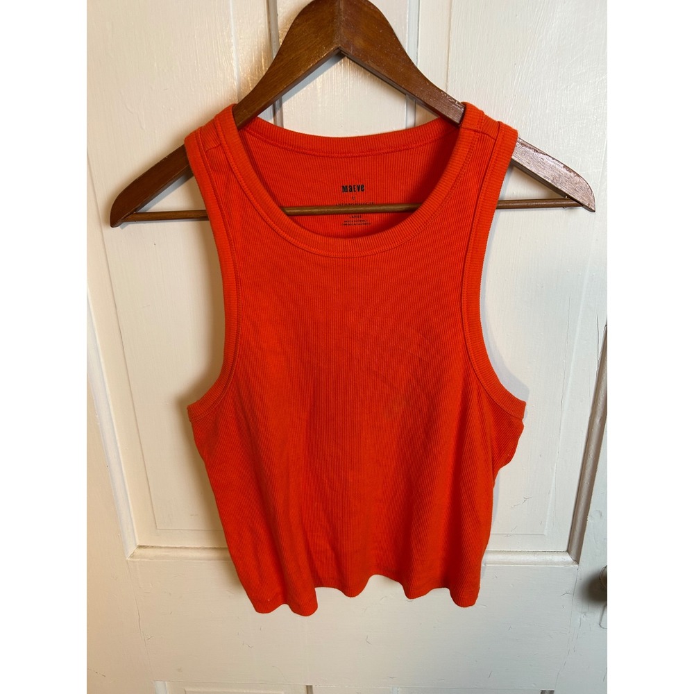 Maeve by Anthropologie Orange Ribbed Racerback Tank Top Large Womens